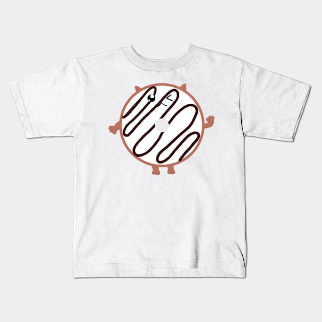 Vanilla Donut-Shaped Cat with Chocolate Drizzle Kids T-Shirt by KDC-SHOP